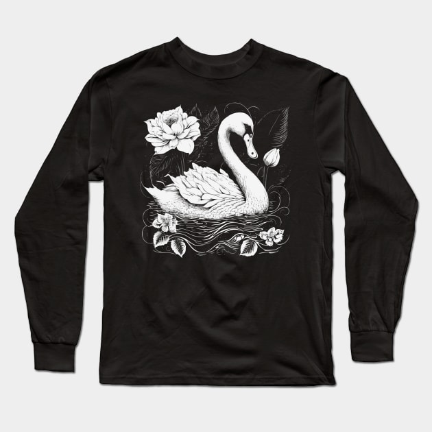 Beautiful Swan Long Sleeve T-Shirt by gblackid